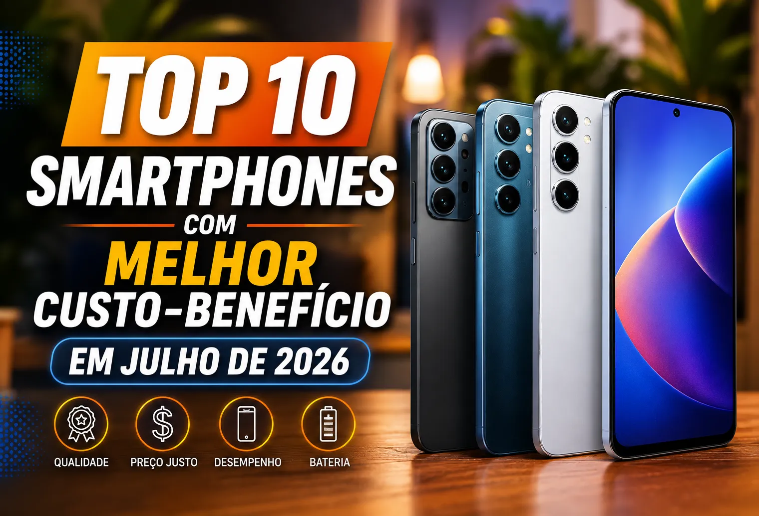 Top 10 smartphones com melhor custo-benefício em julho de 2026