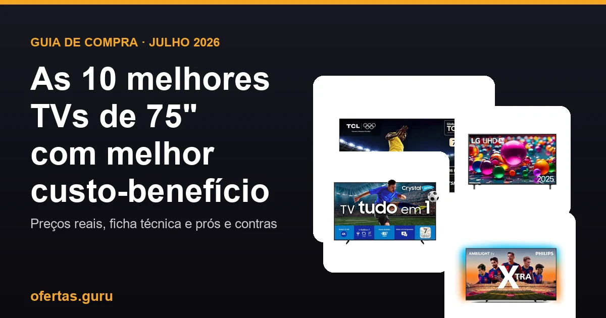 Top 10 TVs de 75 polegadas com melhor custo-benefício em 2026